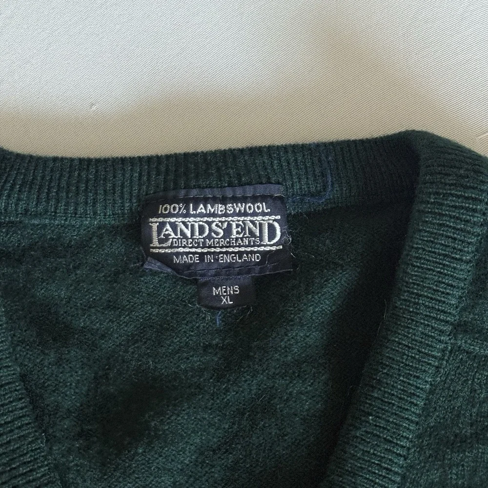 Vintage Lands' End Lambs Wool Sweater Mens XL Fisherman Coastal Made In England